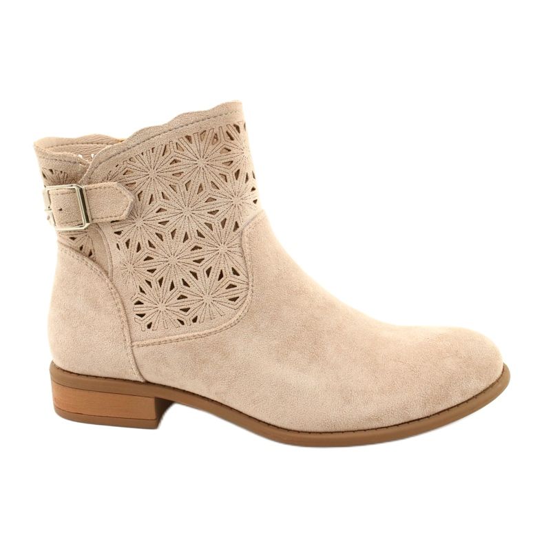 M.Daszyński Stivaletti donna scamosciati traforati SA142-18 beige