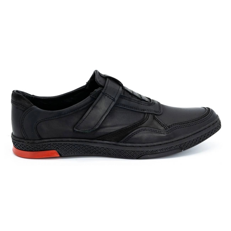 Polbut Scarpe casual da uomo in pelle 2102 nere con rosso nero