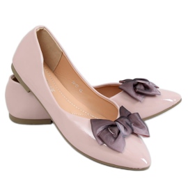 Ballerine da donna in vernice beige e rosa 98-37 Nude