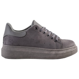 SHELOVET Sneakers in pelle scamosciata sulla piattaforma grigio