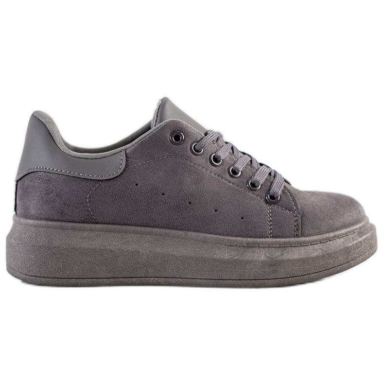 SHELOVET Sneakers in pelle scamosciata sulla piattaforma grigio