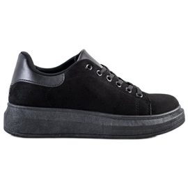 SHELOVET Sneakers in pelle scamosciata sulla piattaforma nero