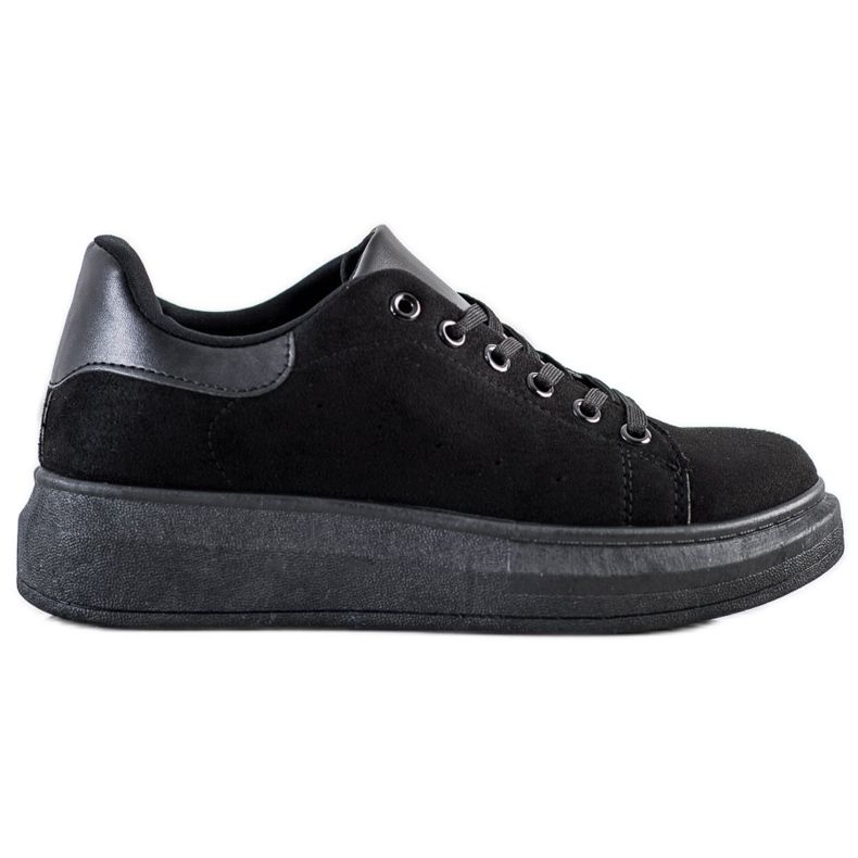 SHELOVET Sneakers in pelle scamosciata sulla piattaforma nero