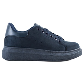 SHELOVET Sneakers in pelle scamosciata sulla piattaforma blu navy blu