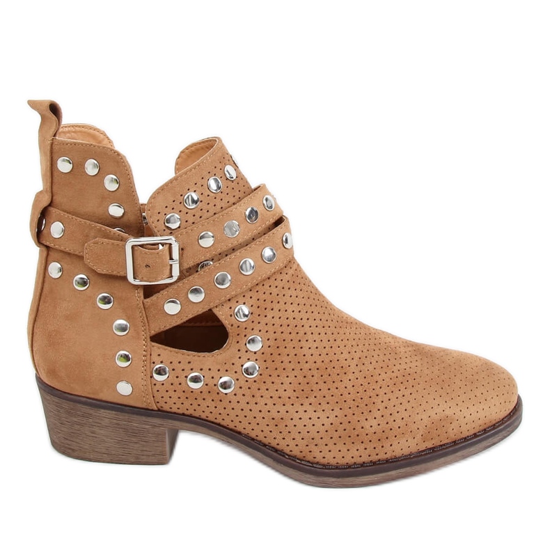 Stivali tagliati con borchie cammello NS196P Camel marrone
