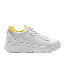 Sneakers sportive bianche e gialle BO-529 bianca giallo