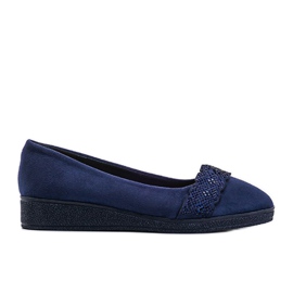 Ballerine in camoscio sulla zeppa Maritza blu navy