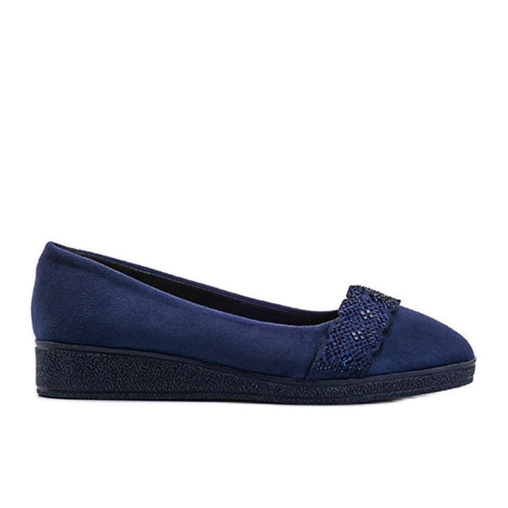 Ballerine in camoscio sulla zeppa Maritza blu navy