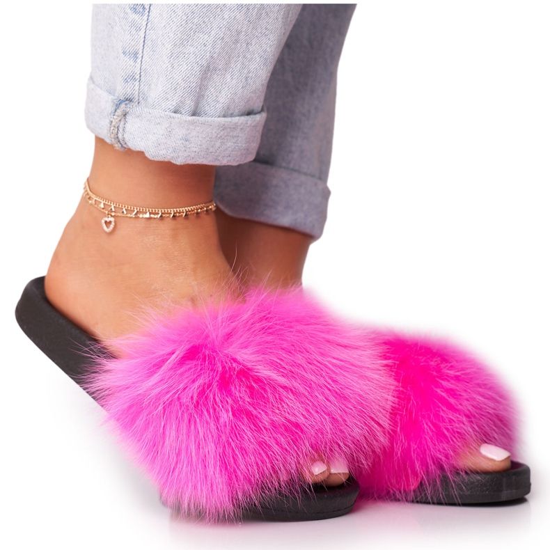 PS1 Ciabatte da donna con pelliccia Belmondo fucsia rosa