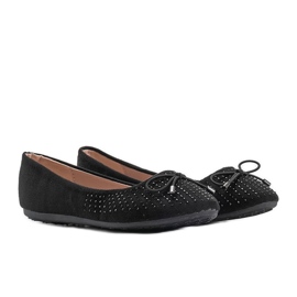 Ballerine in camoscio nero con zirconi Larissa
