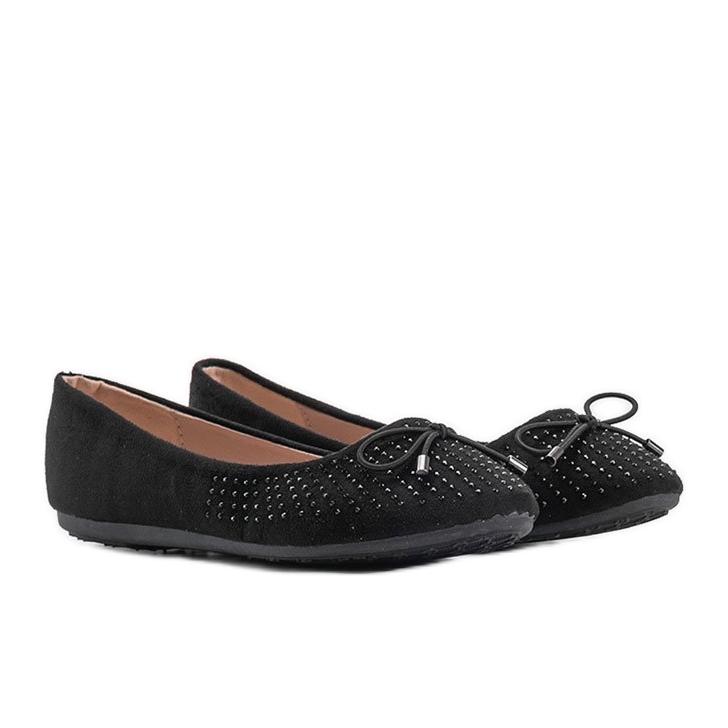 Ballerine in camoscio nero con zirconi Larissa