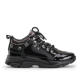 Sneakers nere Giovanna con zeppa nero