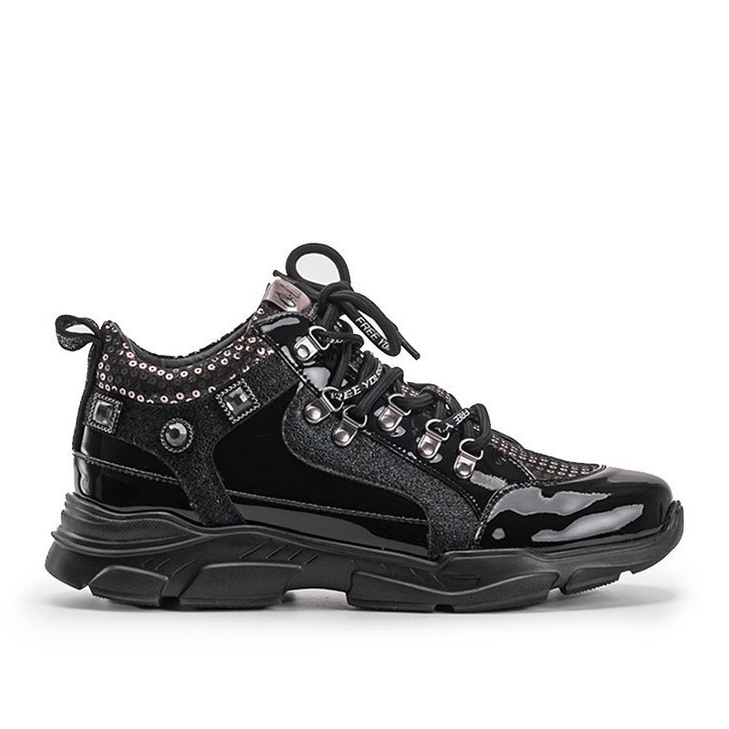 Sneakers nere Giovanna con zeppa nero
