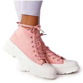 FB2 Sneakers Alte Da Donna Su Una Grande Suola Rosa Trissy