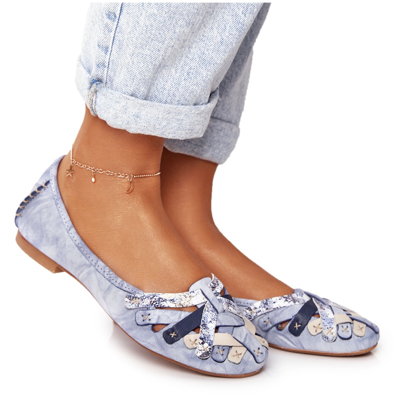 Ballerine in pelle da donna Maciejka Blu 01358-45