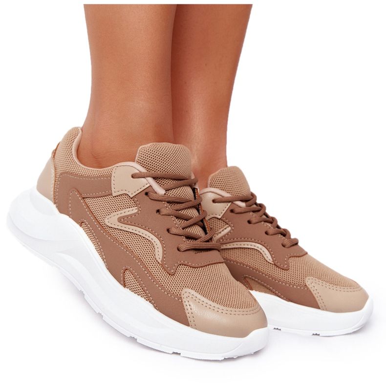 FB2 Sneakers da donna con suola larga marrone chiaro Delusion