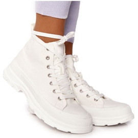 FB2 Sneakers Alte Da Donna Trissy Bianche Su Suola Larga bianco