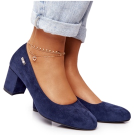Décolleté in pelle scamosciata su barra Sergio Leone Blu Navy