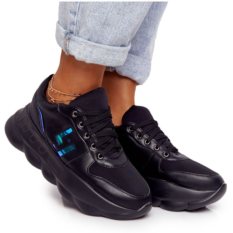 Scarpe sportive da donna sulla piattaforma lu boo black nero blu