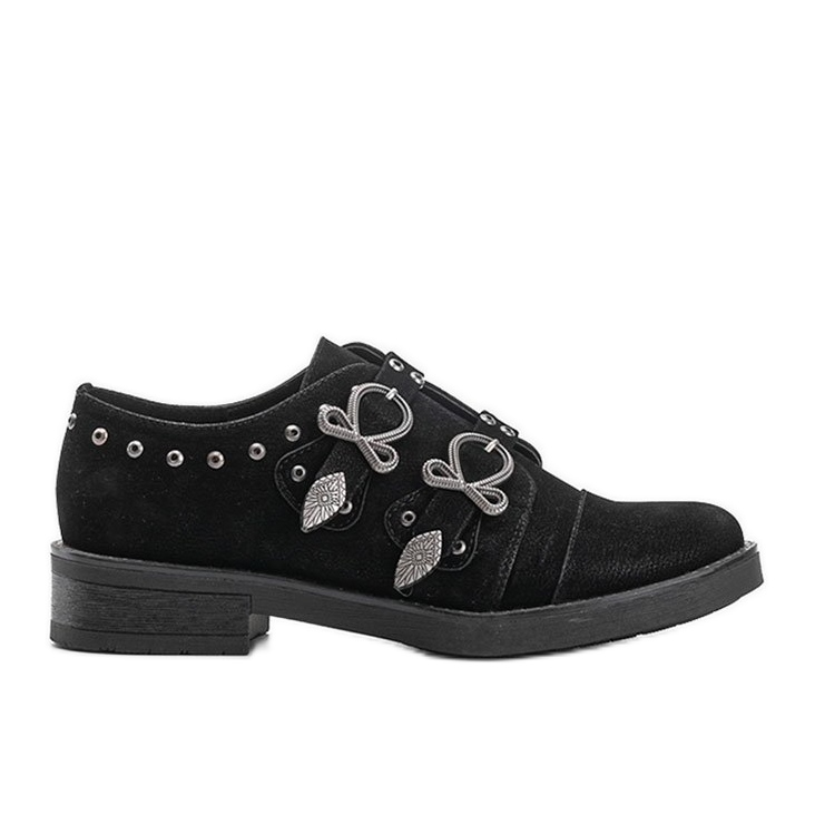 Scarpe nere da donna con fibbie gioiello nero