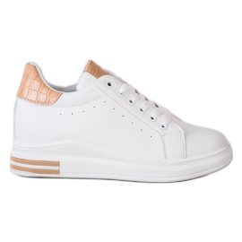 Ideal Shoes Sneakers con zeppa primaverile bianco