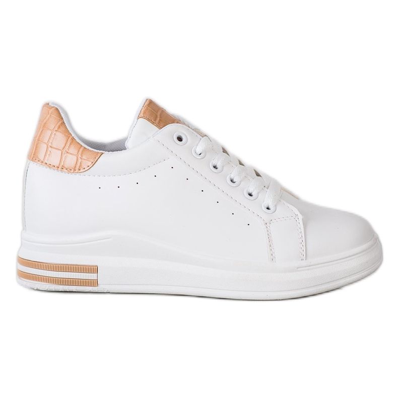 Ideal Shoes Sneakers con zeppa primaverile bianca