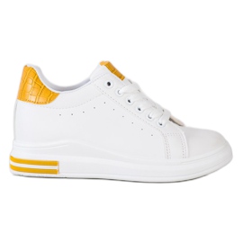 Ideal Shoes Sneakers con zeppa primaverile bianco giallo