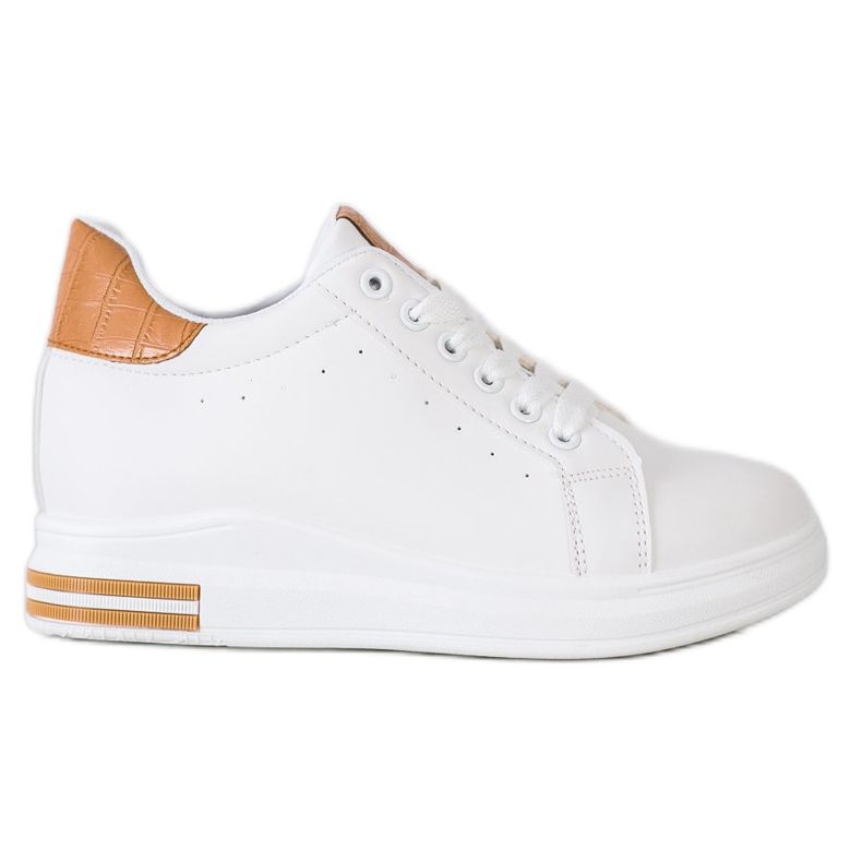 Ideal Shoes Sneakers con zeppa primaverile bianca