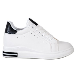 Ideal Shoes Sneakers con zeppa primaverile bianco nero