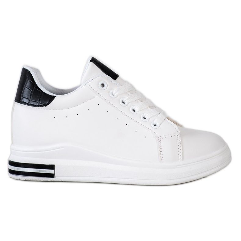 Ideal Shoes Sneakers con zeppa primaverile bianca nero