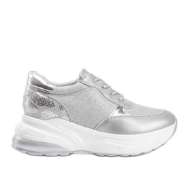 Sneakers argento con suola spessa Amy d'argento