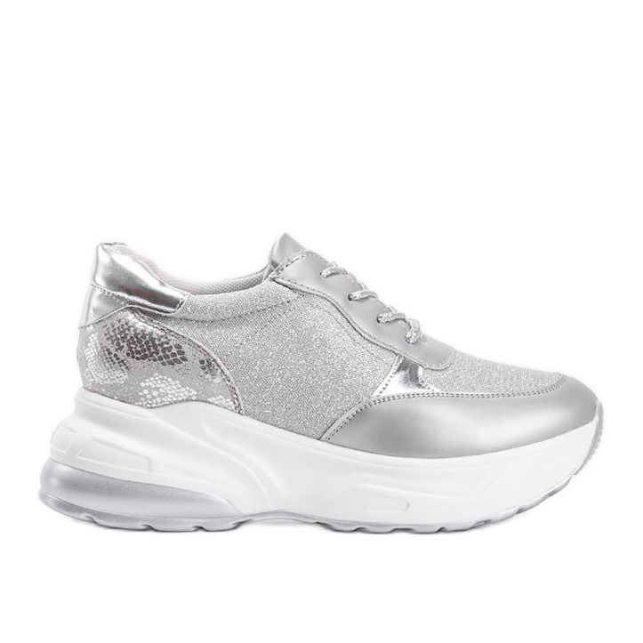 Sneakers argento con suola spessa Amy d'argento