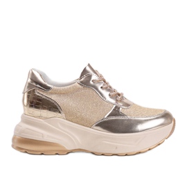 Sneakers dorate con suole grosse Amy d'oro