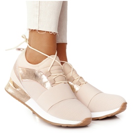 FB2 Scarpe Sportive Donna Sneakers Beige e Oro Netta d'oro