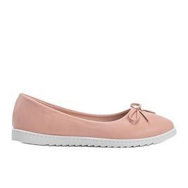 Ballerine nude con fiocco Bridget rosa
