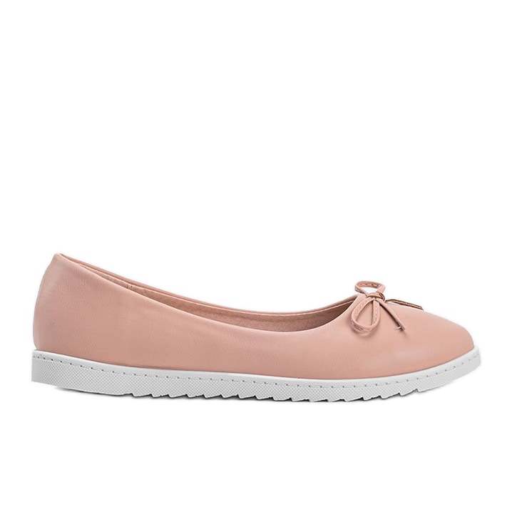Ballerine nude con fiocco Bridget rosa