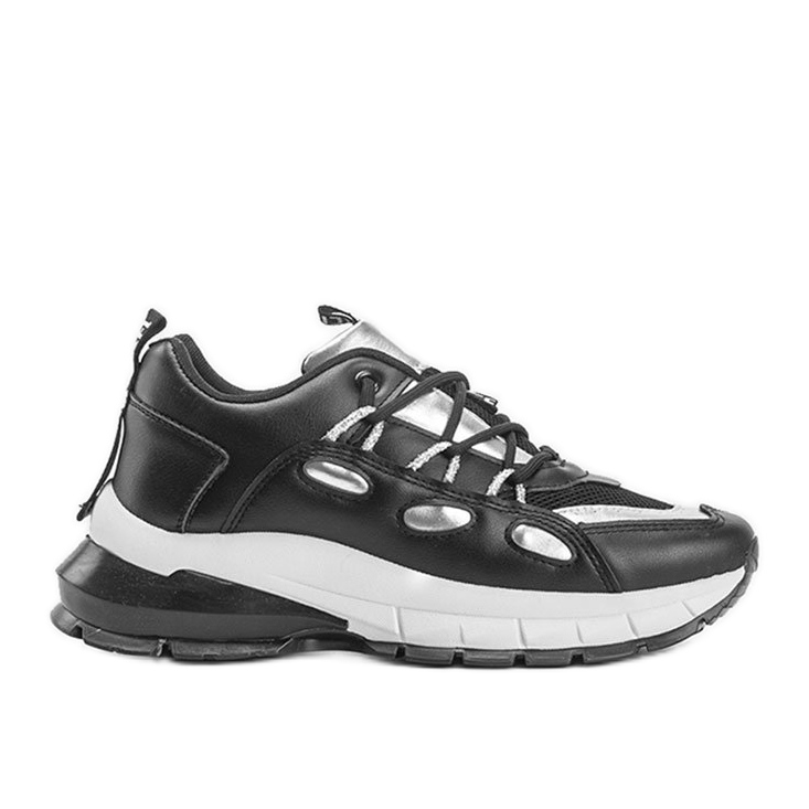 Sneakers nere con inserti Guadalupe argento nero
