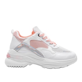 Sneakers bianche con inserti olografici Karlie bianco rosa