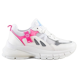 SHELOVET Sneakers Sulla Piattaforma Con Mesh bianca rosa