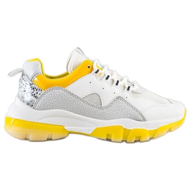 Ideal Shoes Scarpe da ginnastica su una piattaforma gialla bianca
