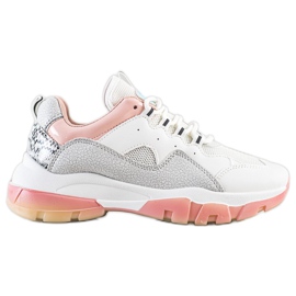 Ideal Shoes Sneakers Sulla Piattaforma Rosa bianca