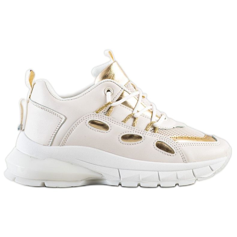 SHELOVET Sneakers in ecopelle alla moda beige d'oro