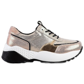 VINCEZA Sneakers In Pelle Dorata nero d'oro