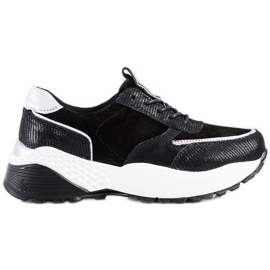 VINCEZA Sneakers In Pelle Nera nero argento