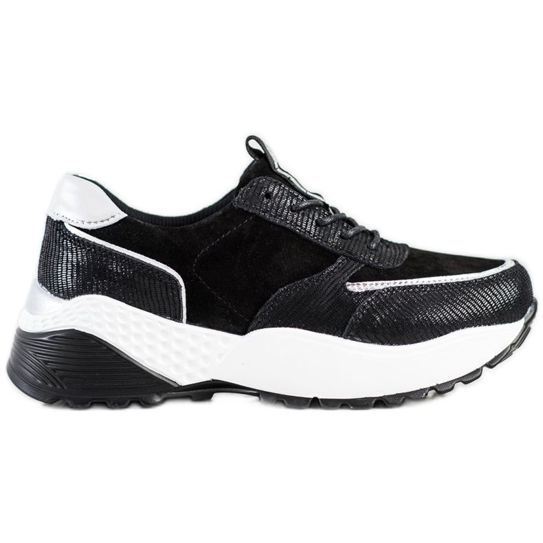 VINCEZA Sneakers In Pelle Nera nero d'argento