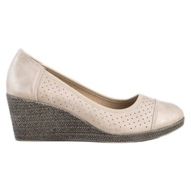 Goodin Décolleté con zeppa dorata beige