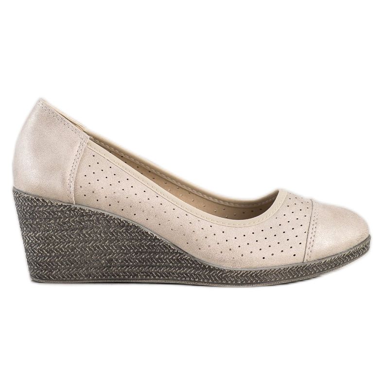 Goodin Décolleté con zeppa dorata beige