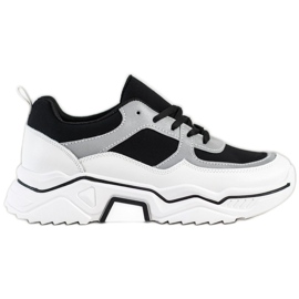 SHELOVET Comode sneakers sportive bianco nero argento