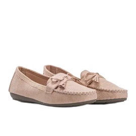 Mocassini da donna beige con fiocco Kassandra