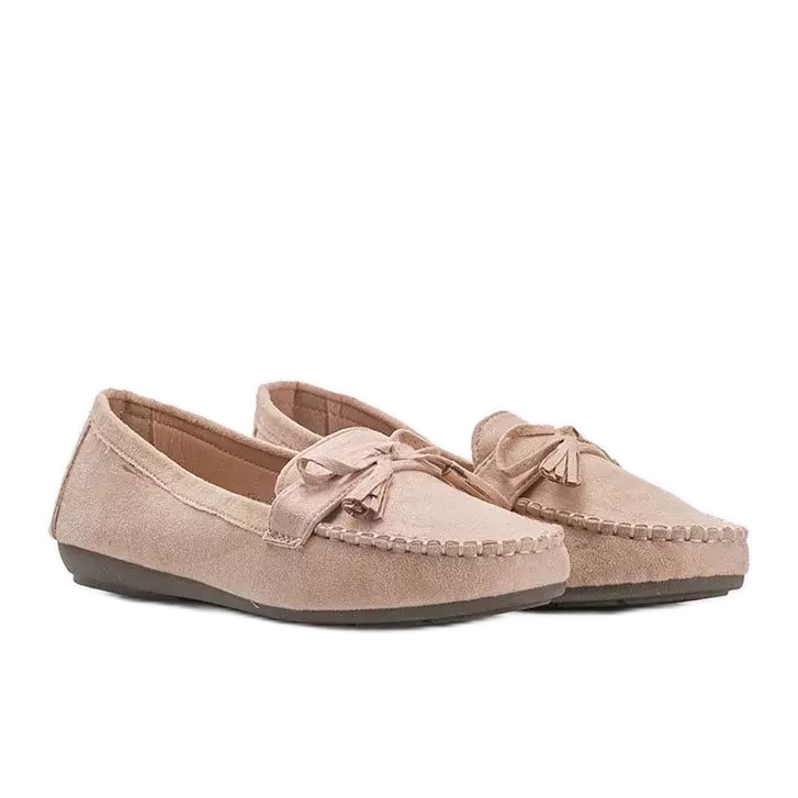 Mocassini da donna beige con fiocco Kassandra